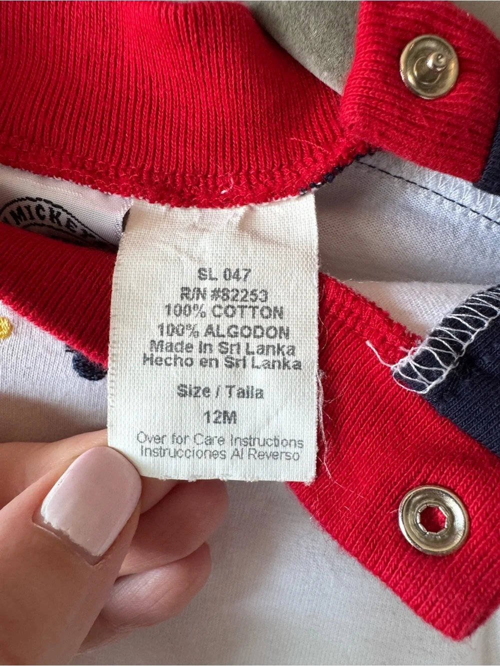 Vintage Baby Mickey & Co Color Block Mickey Embroidered T-Shirt Size 12 months